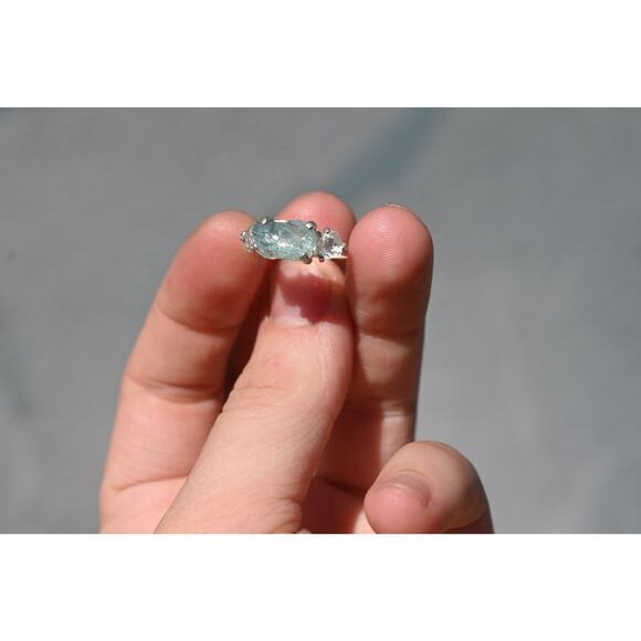 Aquamarine Ring Gothic Simple Promise Alternative Woman Boho Dainty Minimalist - Picture 2 of 6